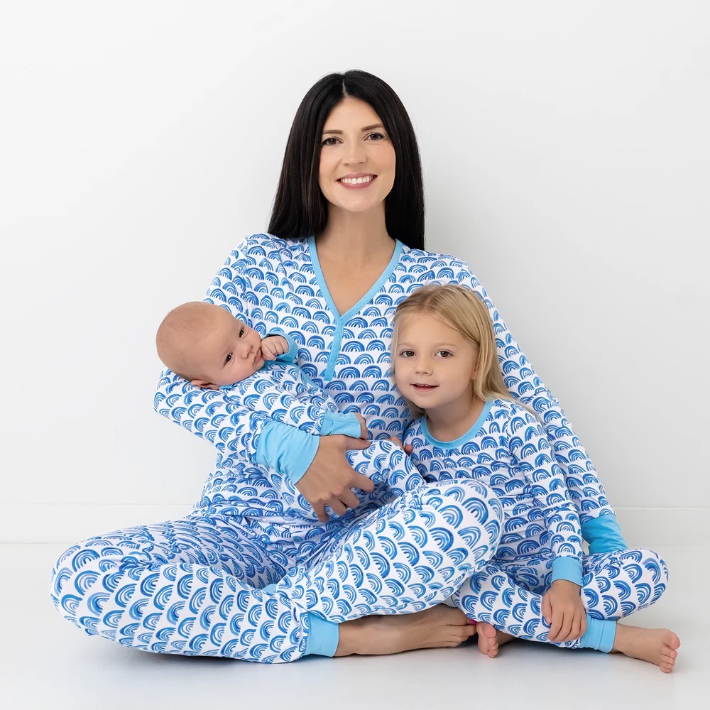 Little Sleepies Women’s Pajama set in Blue Rainbows